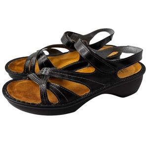 Naot Womens Paris Comfort Sandal Size 9 / 9.5 Black Leather Ankle Strap Shoes